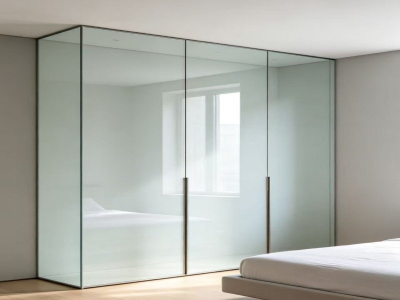 Floor to ceiling glass wardrobe doors