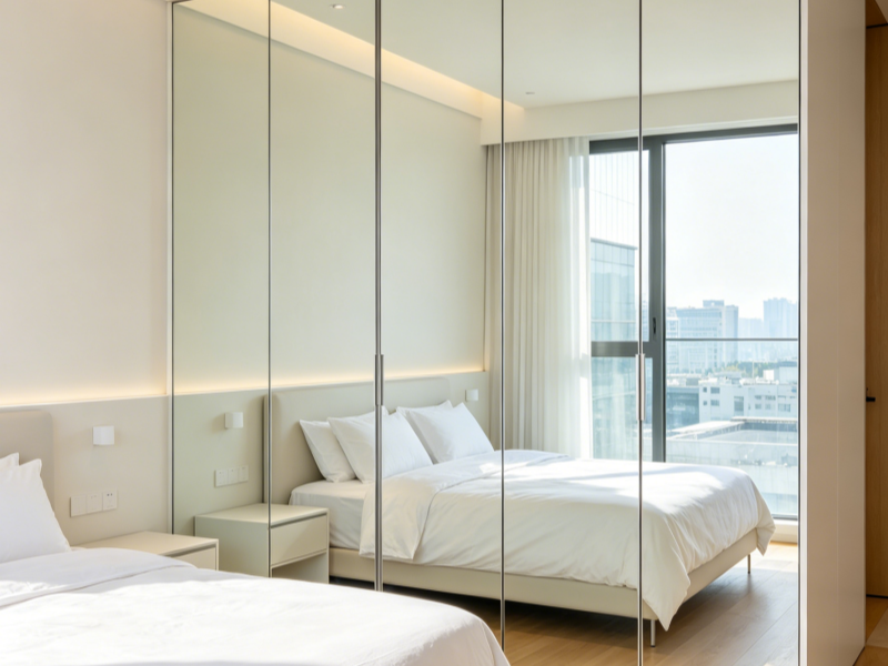 Mirrored glass wardrobe doors