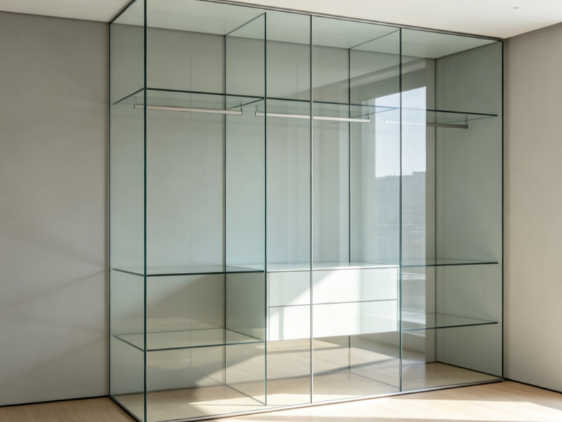 Frameless glass wardrobe doors