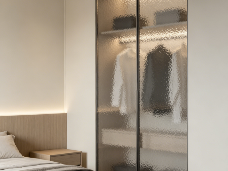 Fluted textured glass wardrobe doors