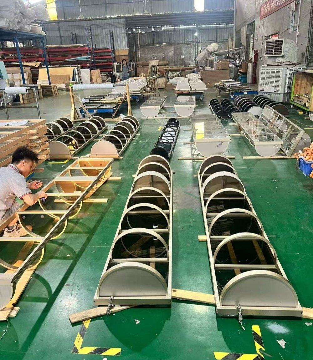 Handbag cabinet frames in production at factory